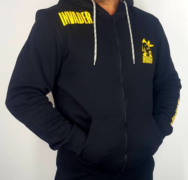 Bluza dresowa letnia rozpinana z kapturem z logo Invader - obrazek 2
